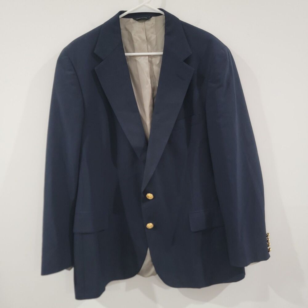 Vintage Polo University Ralph Lauren Mens Blazer Size 44 R Blue‎ Gold Union Made